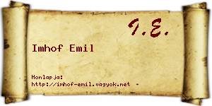 Imhof Emil névjegykártya